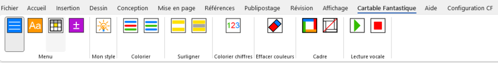 Barre Lire du plug-in Word du Cartable Fantastique